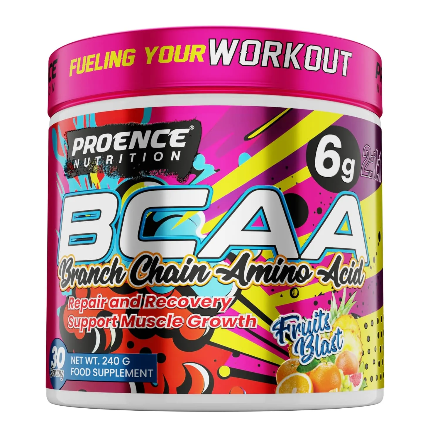 Proence BCAA 2:1:1, 240 gms | Intra-Workout BCAA with 6g of BCAAs to Build Muscle and Aid Recovery during Workouts